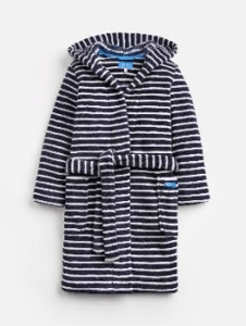 203219-FRNVSTRP White and navy blue striped robe  100% polyester XS, S, M, L